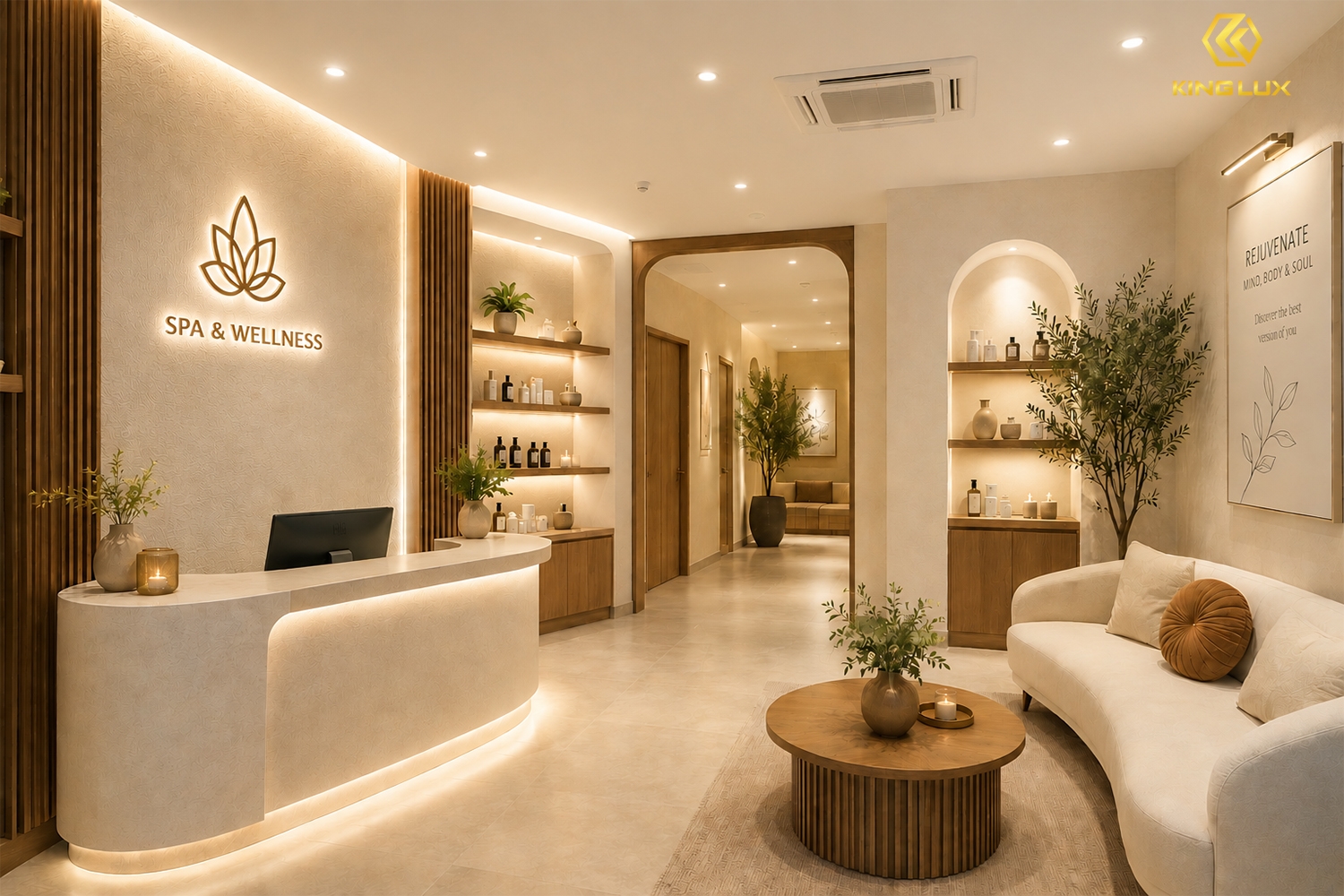Đèn spa nhiệt độ màu ấm là đèn có nhiệt độ màu 2700K-3500K, cho ánh sáng vàng ấm dễ chịu