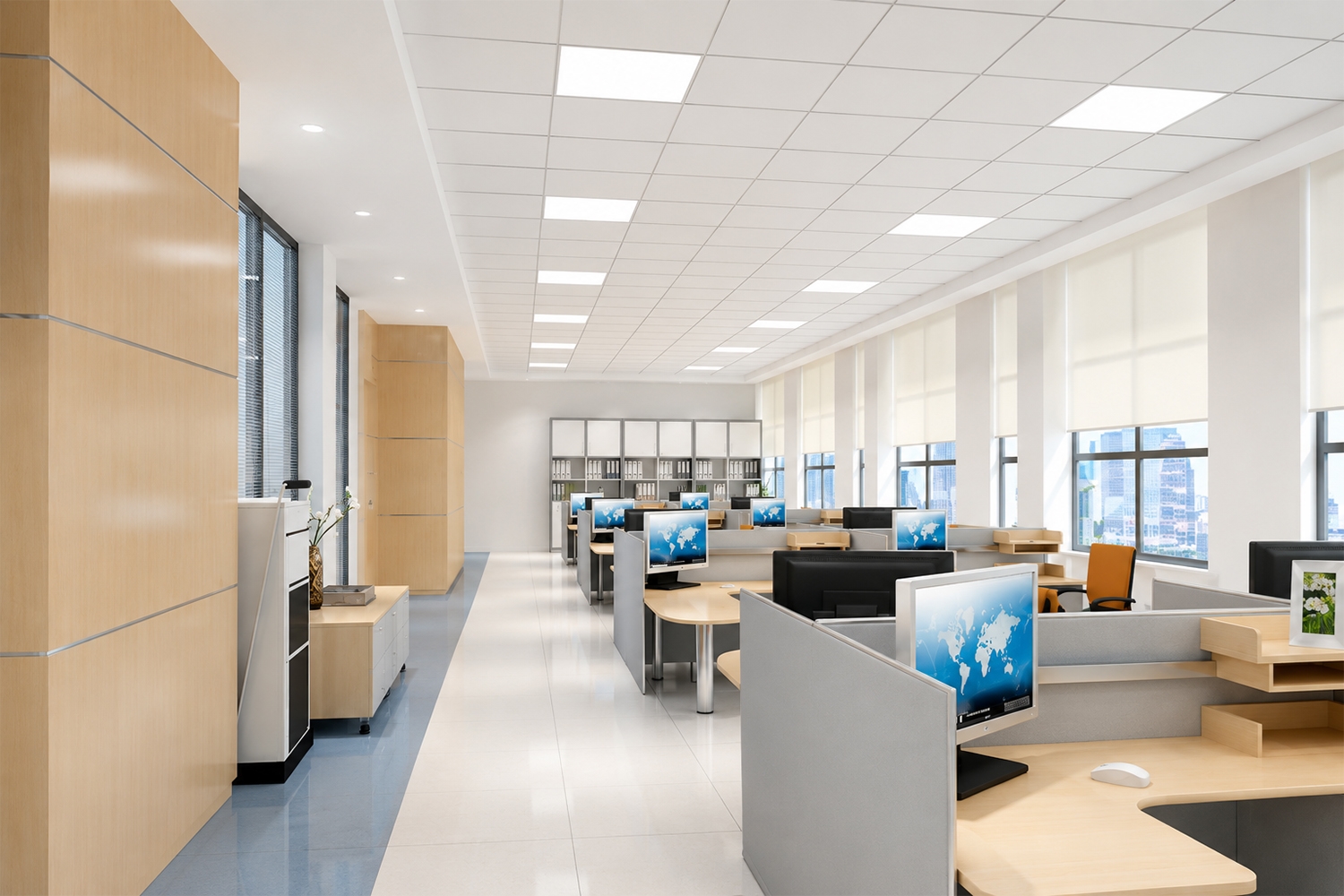 Sử dụng đèn LED cho văn phòng cao cấp giúp ánh sáng ổn định, dễ chịu, giảm mỏi mắt 