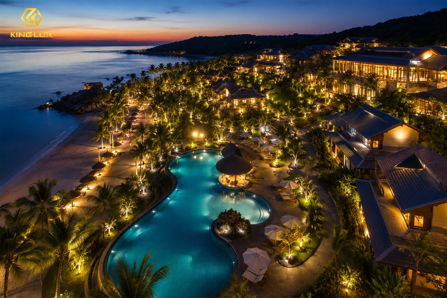 Chiếu sáng resort ven biển cần đảm bảo về thẩm mỹ, an toàn, khả năng chống chịu môi trường và độ bền vận hành
