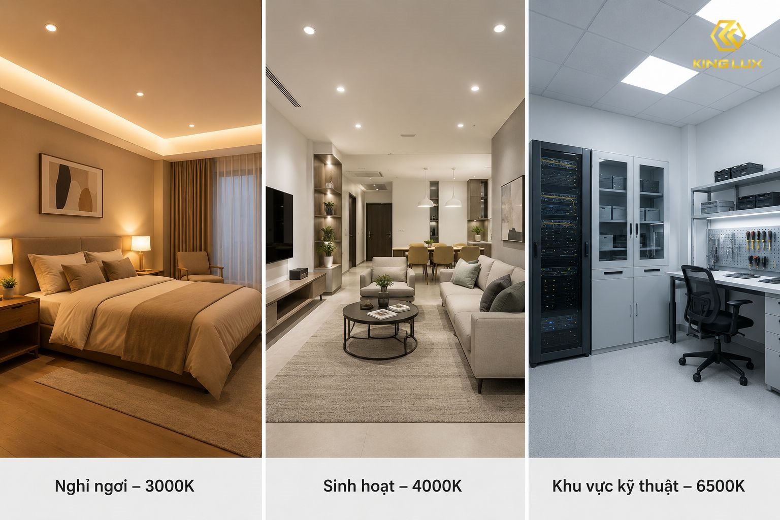 Cần xác định chức năng chính của khu vực trước khi chọn đèn nhiệt độ màu 3000K, 4000K hay 6500K