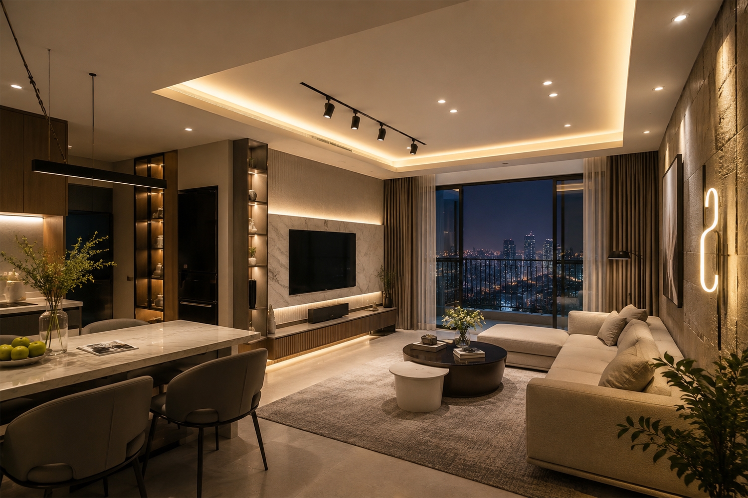 Đèn LED giúp không gian của chung cư cao cấp trở nên sang trọng và hiện đại hơn