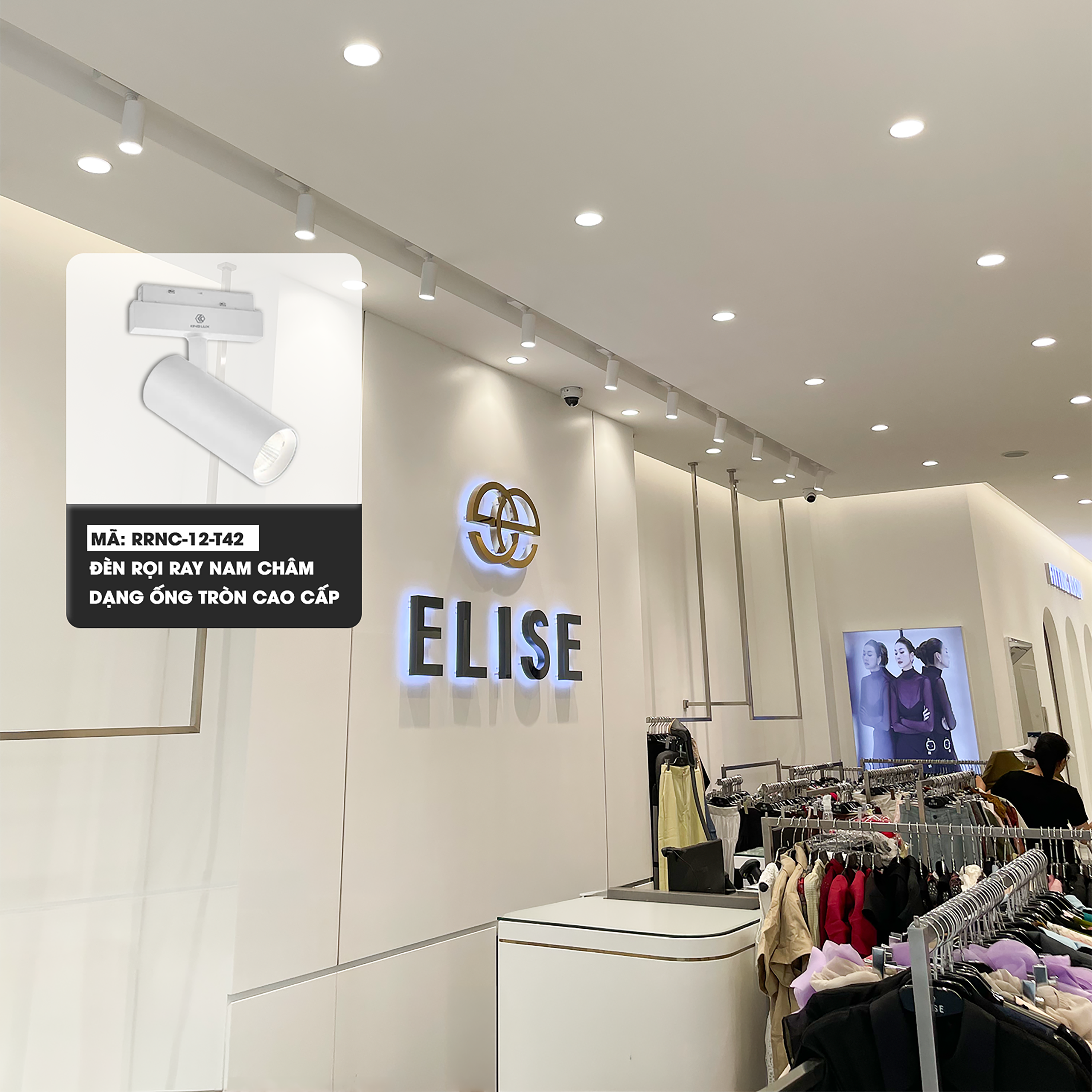 Đèn rọi ray tại Elise Cẩm Phả — Kinglux