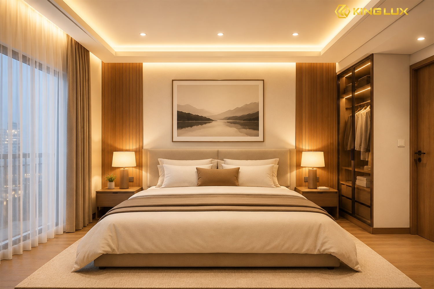 Nhiệt độ màu phòng ngủ phù hợp nên từ 2700K-3000K, giúp tạo không gian ấm cúng, dễ chịu