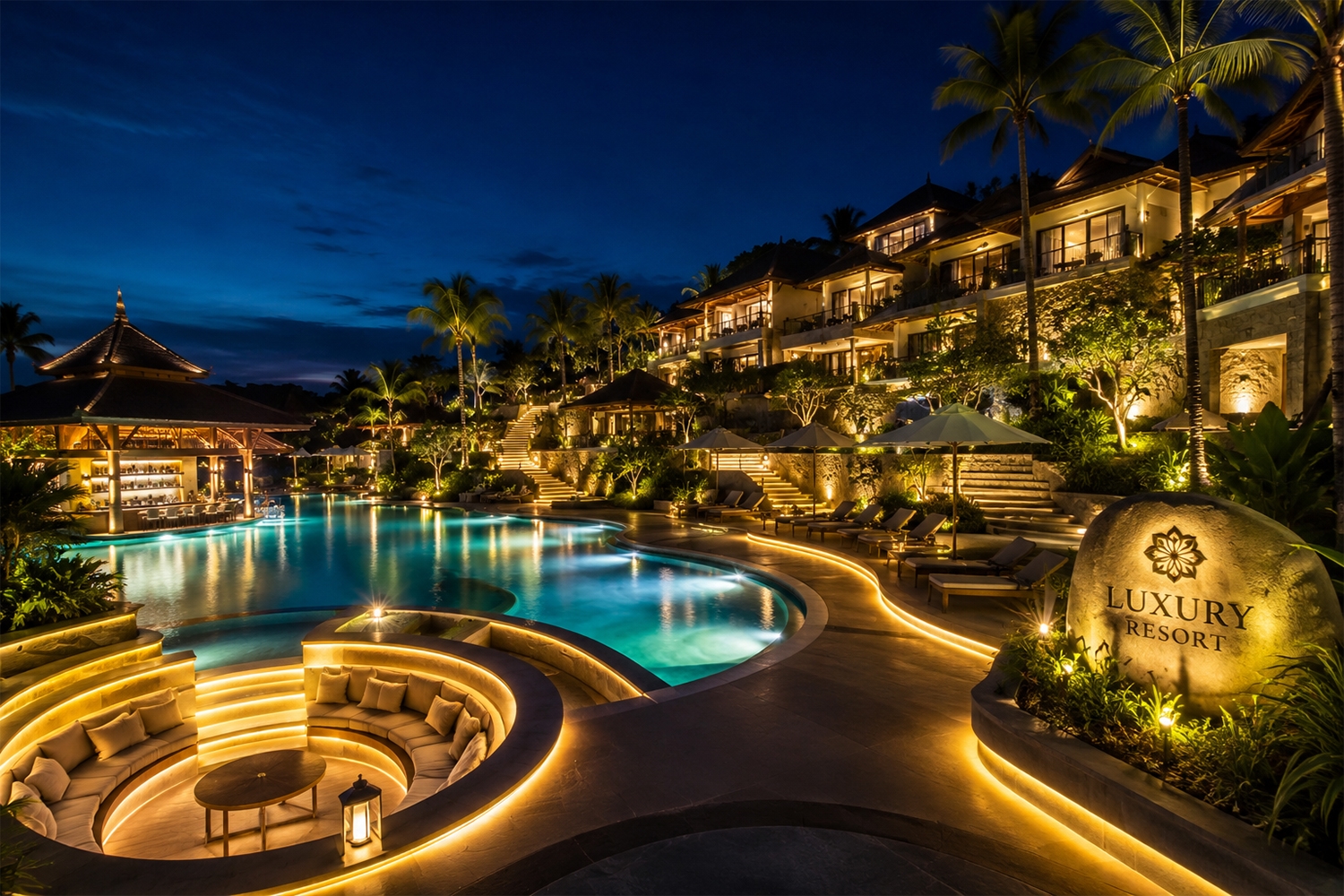 Resort đầu tư giải pháp chiếu sáng hợp lý giúp nâng cao giá trị thẩm mỹ cho công trình