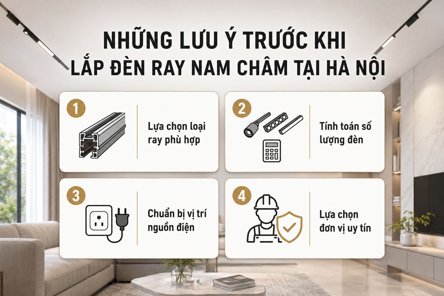4 lưu ý khi lắp đèn ray nam châm Hà Nội