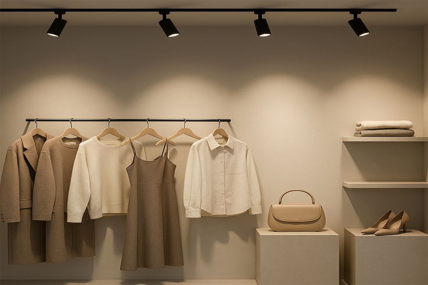 Đèn spotlight showroom có góc chiếu hẹp, giúp làm nổi bật sản phẩm trưng bày