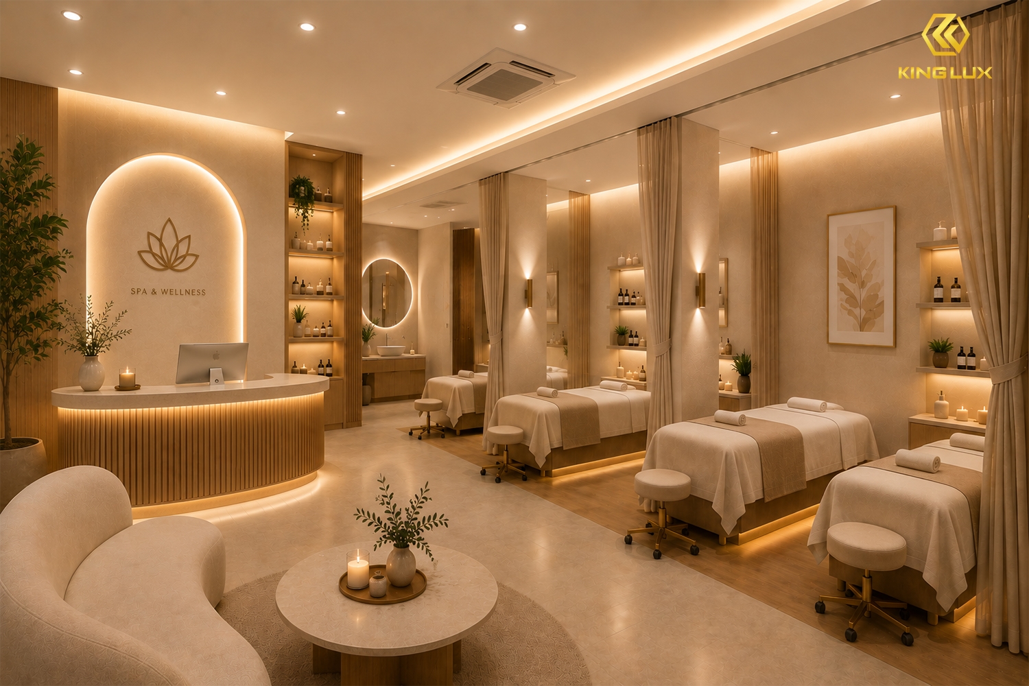 Đèn spa nhiệt độ màu ấm - Bí quyết tạo không gian spa sang trọng, thư giãn