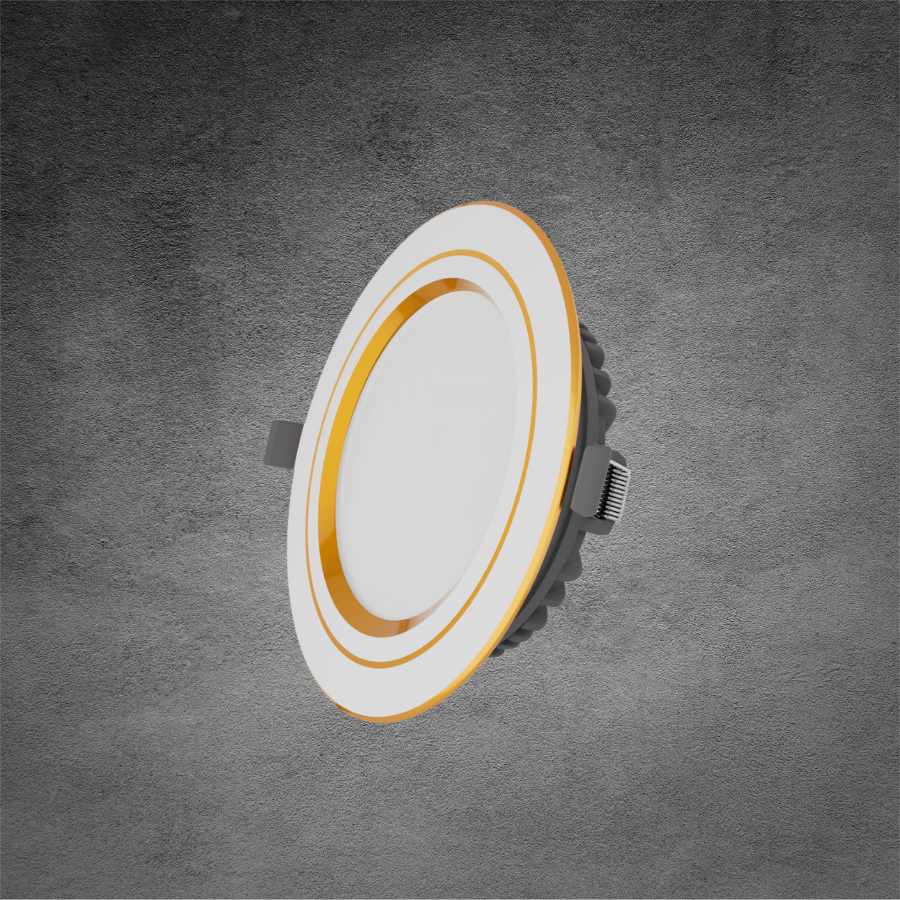 Đèn Downlight tán quang, 12W, nhựa vàng, 3 màu
