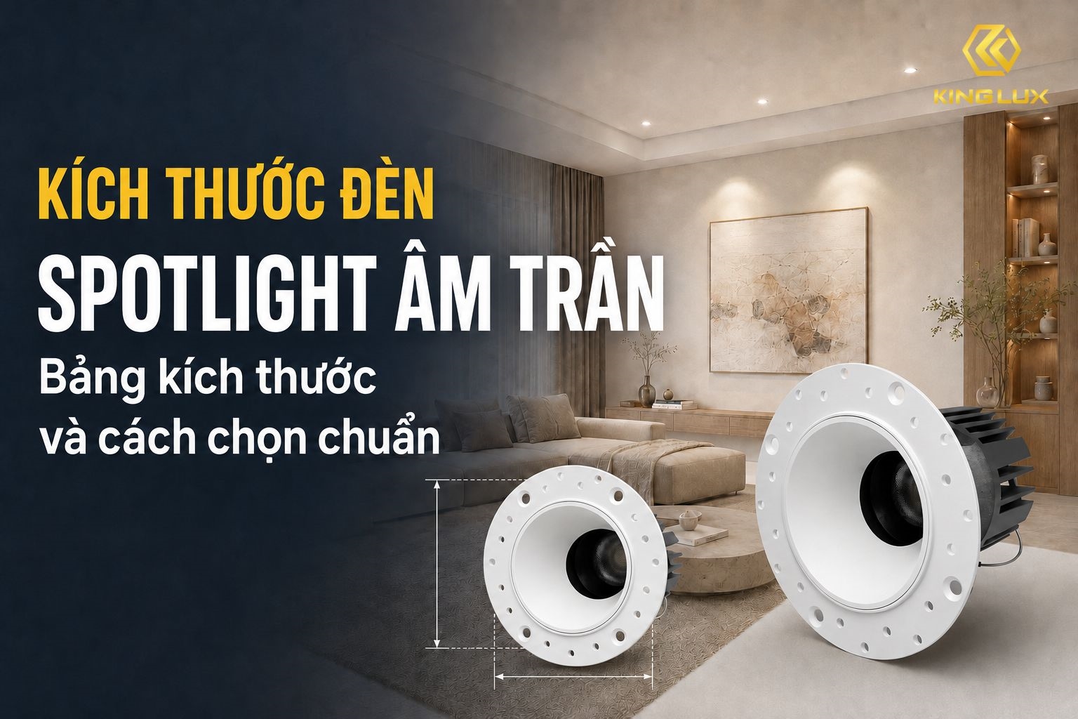 Kích thước đèn spotlight âm trần: Bảng kích thước và cách chọn chuẩn 