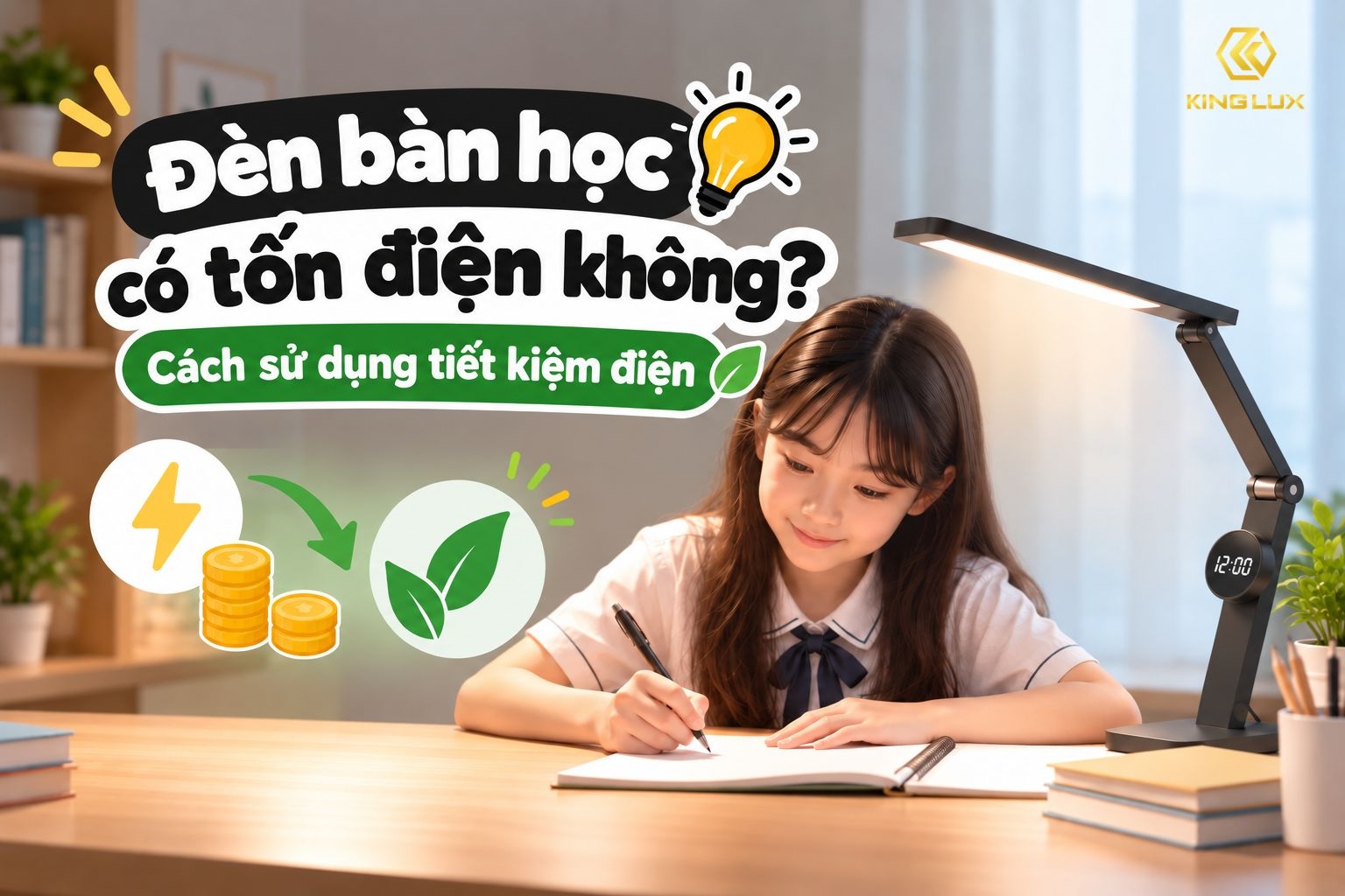 Đèn bàn học có tốn điện không? Cách sử dụng tiết kiệm điện