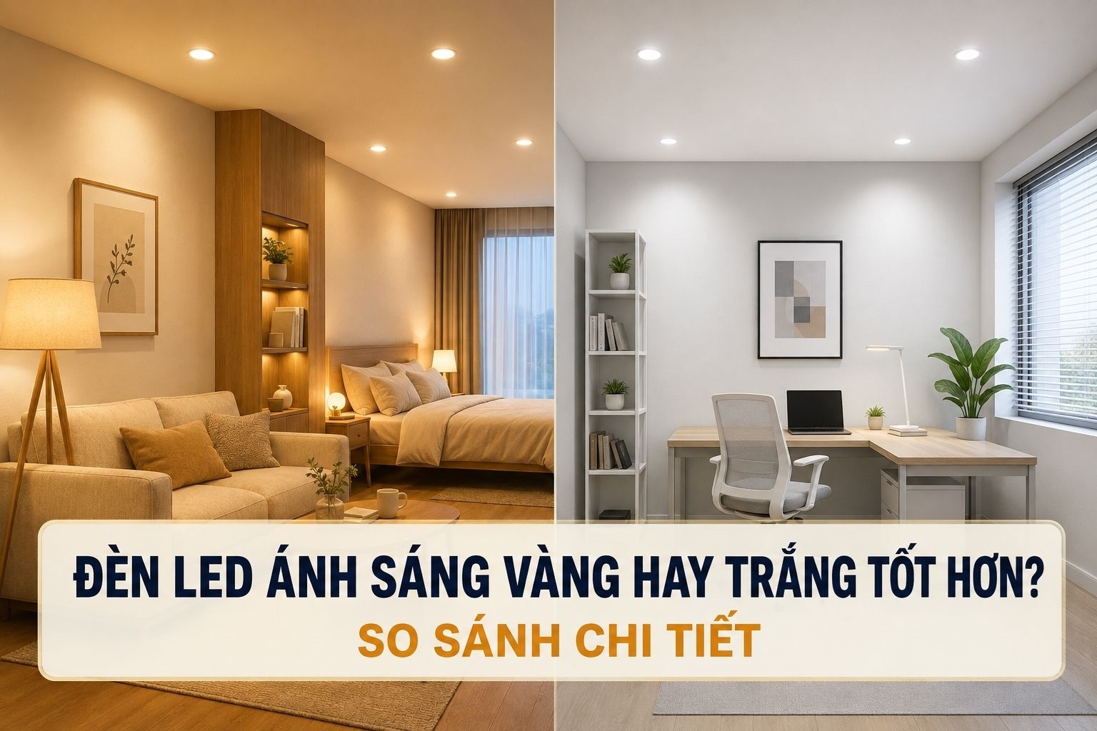 Đèn LED ánh sáng vàng hay trắng tốt hơn? So sánh chi tiết